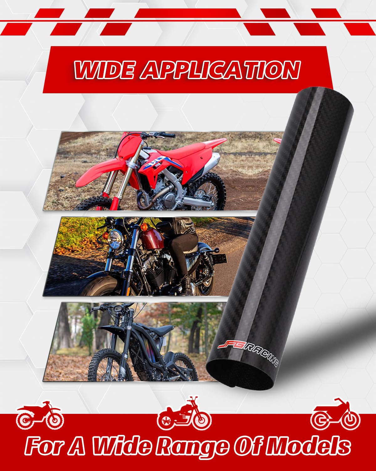 JFG RACING carbon fiber weave close-up showing durable finish