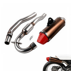 JFG RACING front view of slip-on exhaust showing sleek finish and improved look
