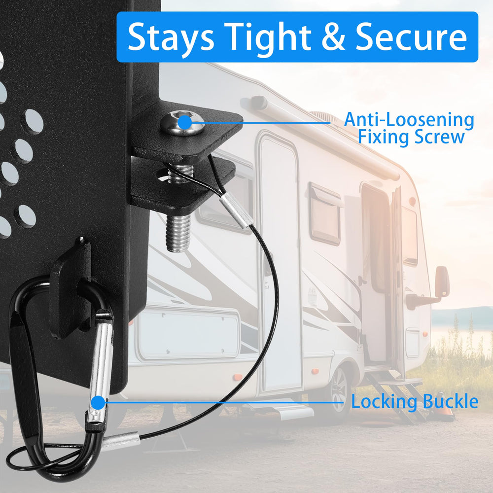 JIAYAN end cap installed on RV bumper showing tidy storage solution