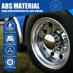 JiiinMiiin covers installed on rear semi wheel side view, protects lug nuts from corrosion