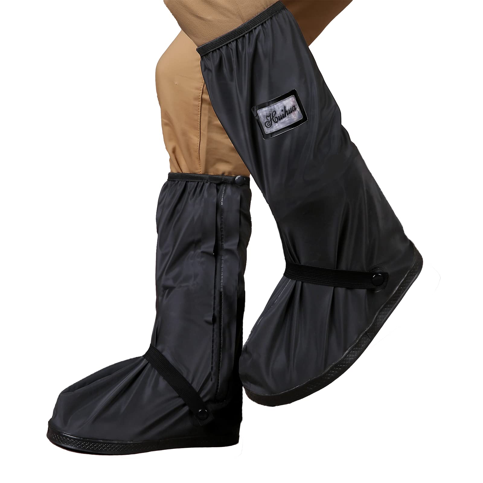 Jikamul front view of black XL shoe cover showing protective silhouette and waterproof benefit