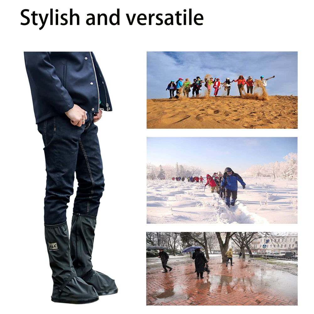 Jikamul shoe cover beside a sneaker showing XL coverage and correct sizing fit