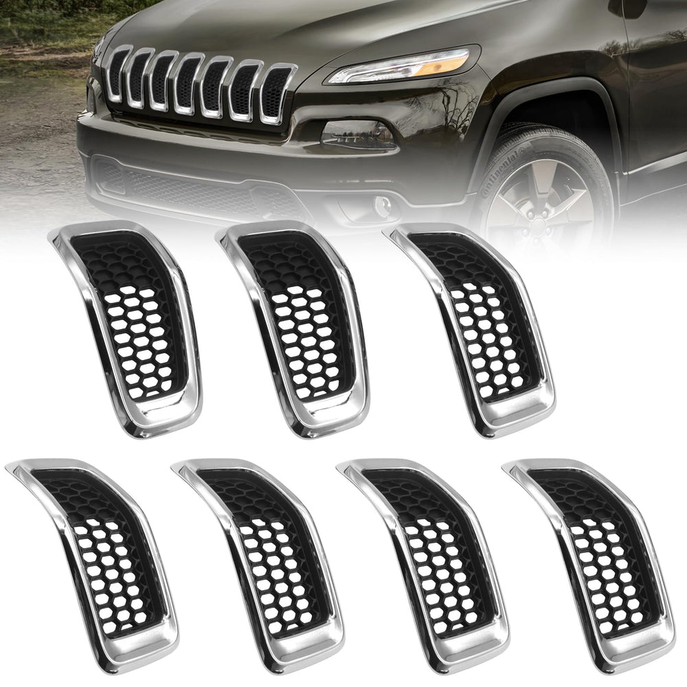 JINCHEN full front grille view showing chrome trim and honeycomb mesh benefit: upgraded look