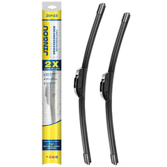 JINGOU front packaging showing 26" and 18" blades, clear fit benefit