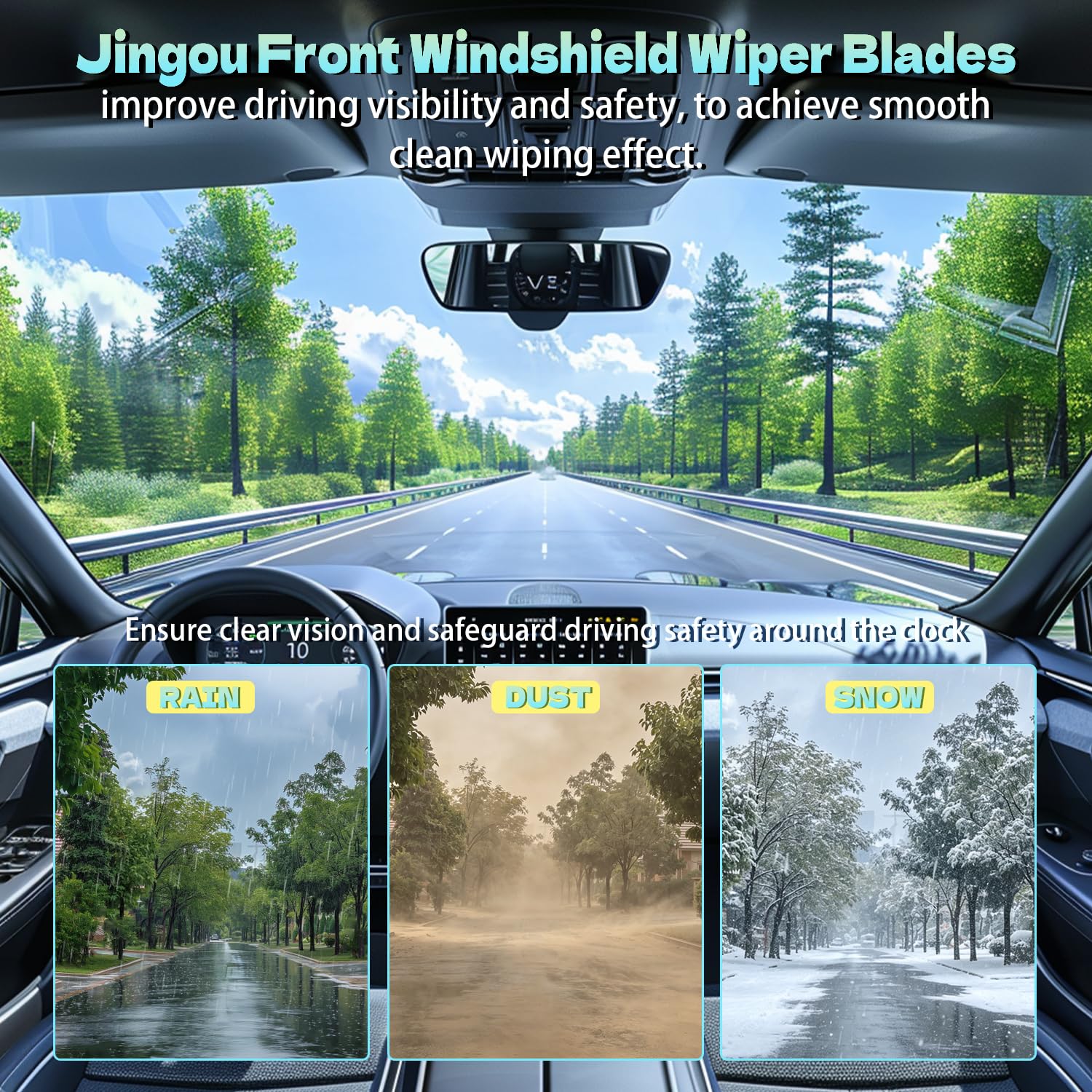 JINGOU installed on Dodge Ram windshield improving visibility