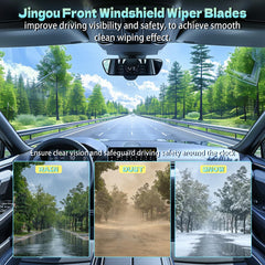 JINGOU blades installed on windshield giving improved visibility