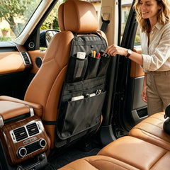 Jinpinzhi on back seat with kids toys, protects seat from kicks benefit