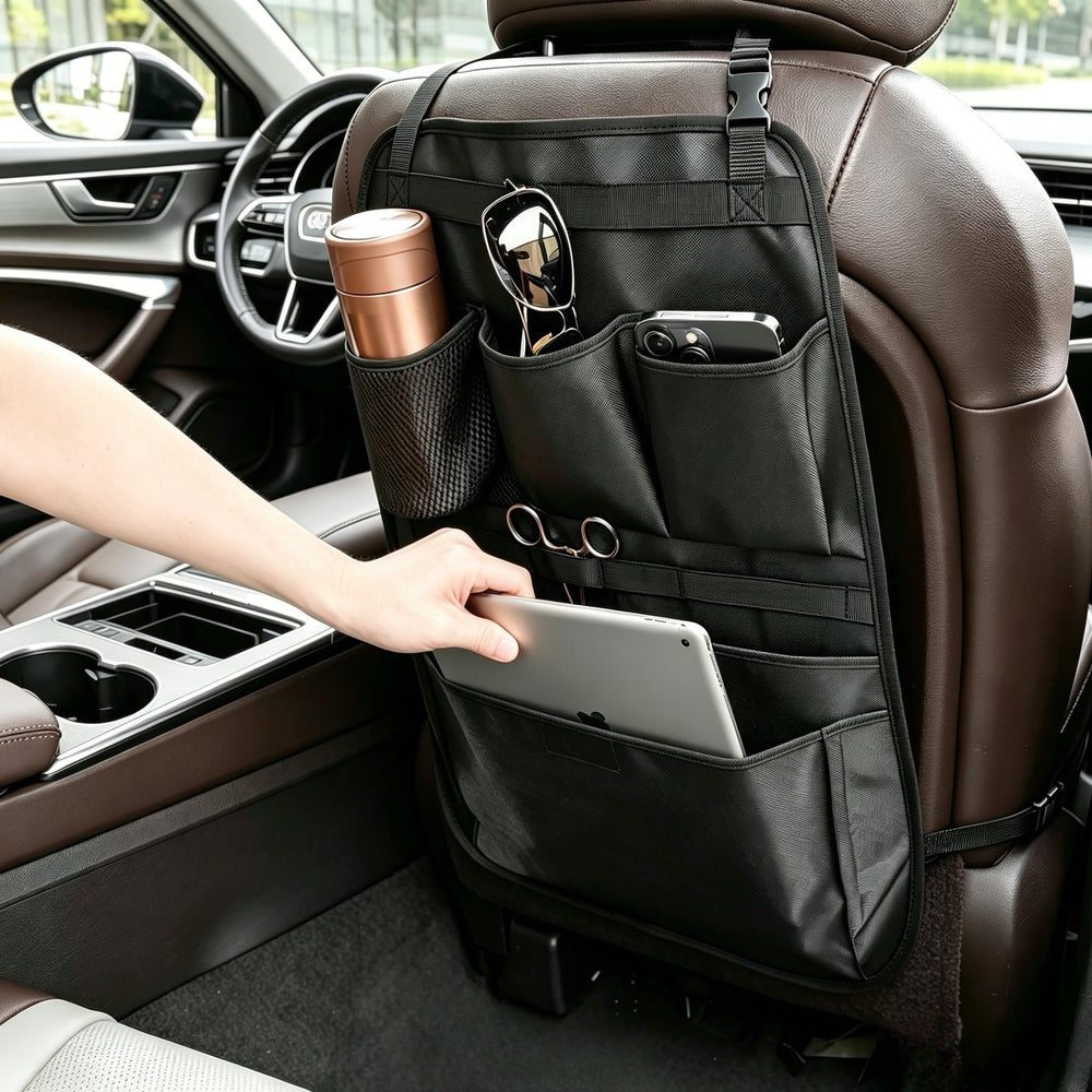Jinpinzhi lifestyle shot in car on road trip, convenient travel storage benefit