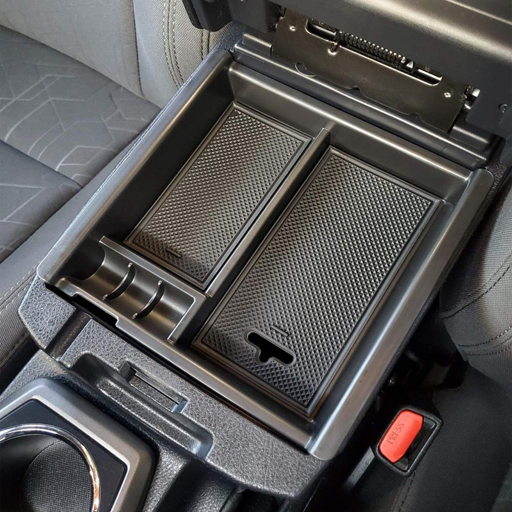 JKCOVER front view of console organizer showing clean fit and improved storage