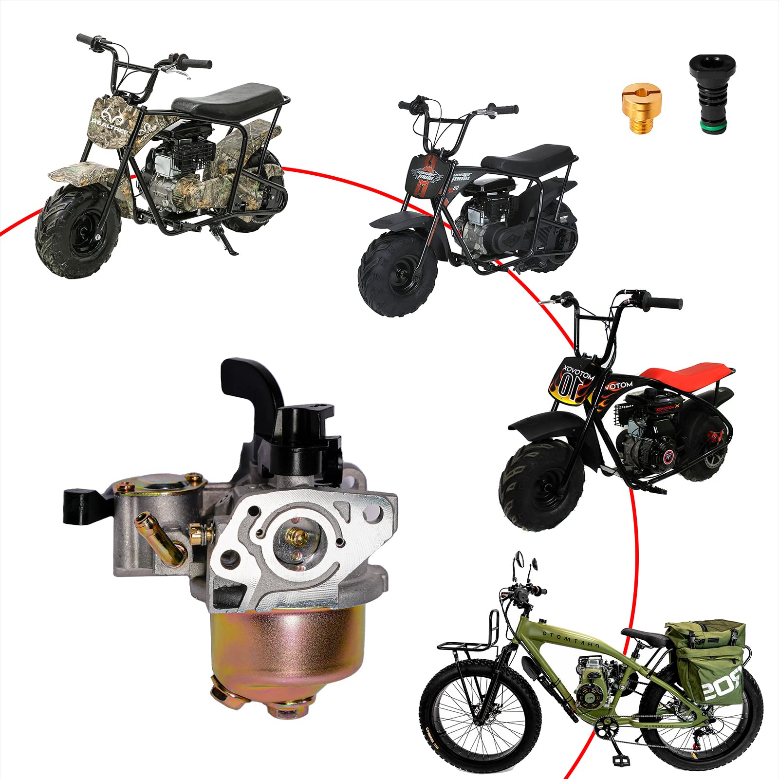 JMCHstore carburetor side profile highlighting mounting points and ease of swap