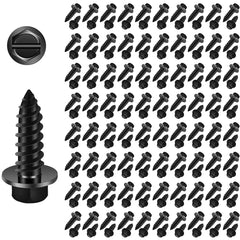 JMREOIMS front view of 100-piece black screw pack showing quantity and finish benefit