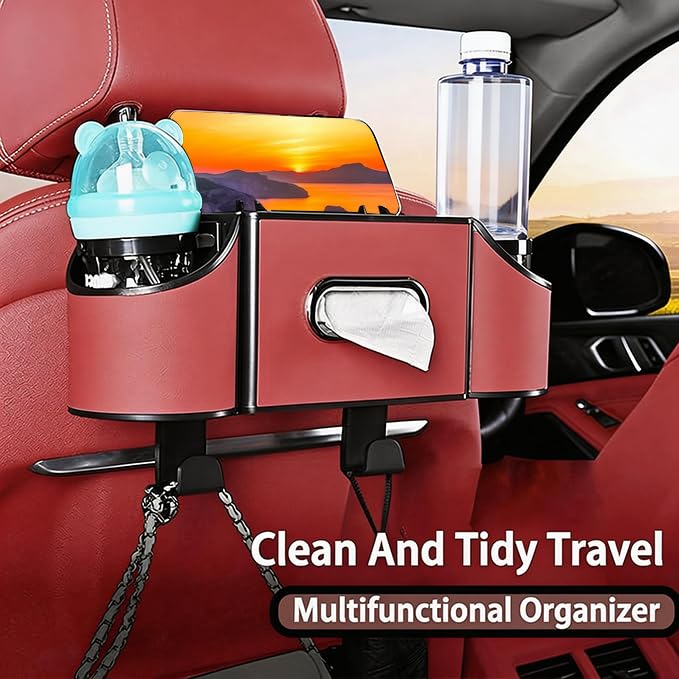 Joezhe in use in backseat holding drinks and phone for easier passenger access