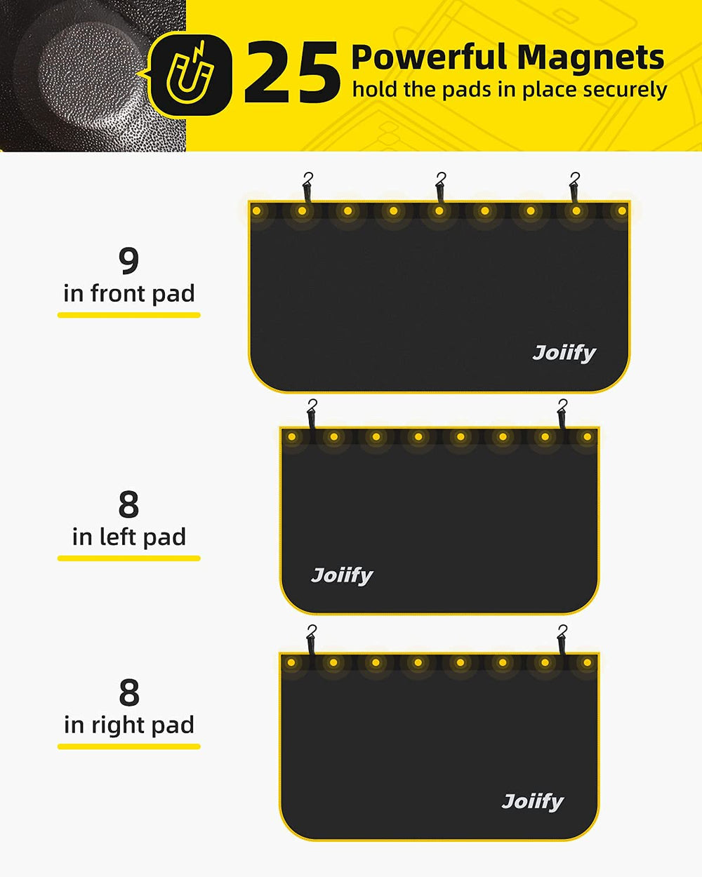 Joiify hooks and reinforced edges for nonmagnetic attachment