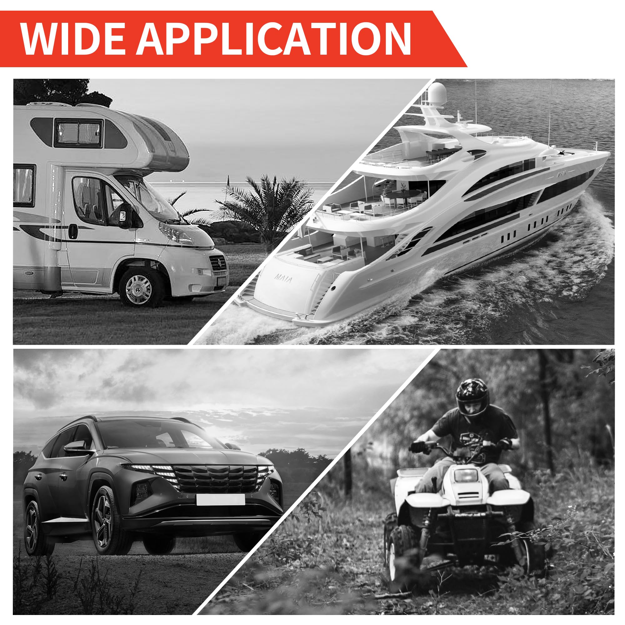 Joinfworld mounted on boat storage panel, simplifies marine battery charging and maintenance