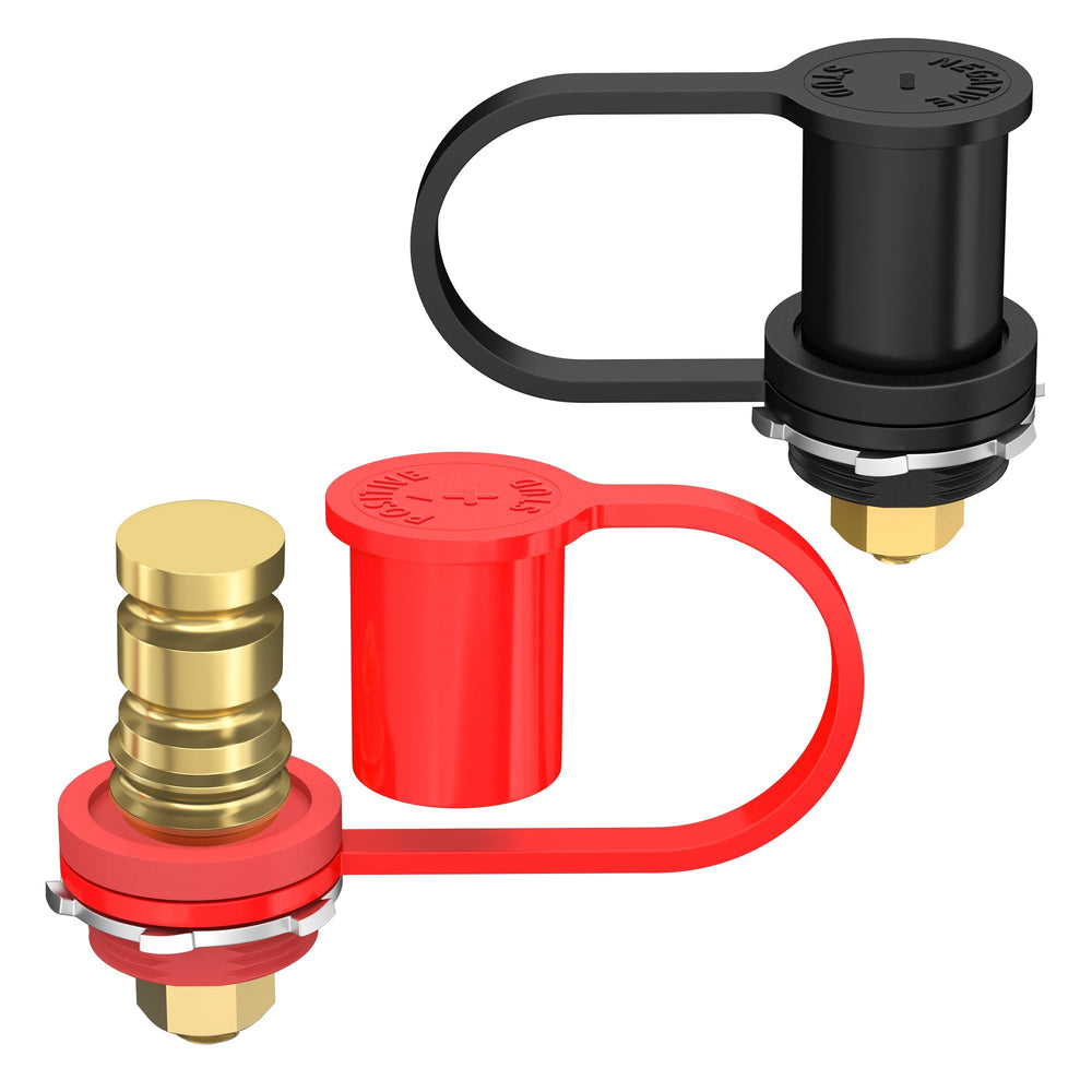 Joinfworld front view of remote jump post showing mounting and stud, enables easy battery access