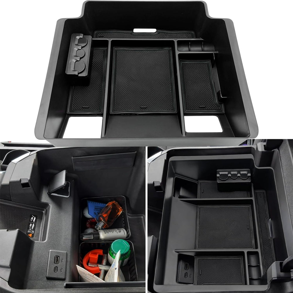 JOJOMARK front view of center console organizer showing neat compartments