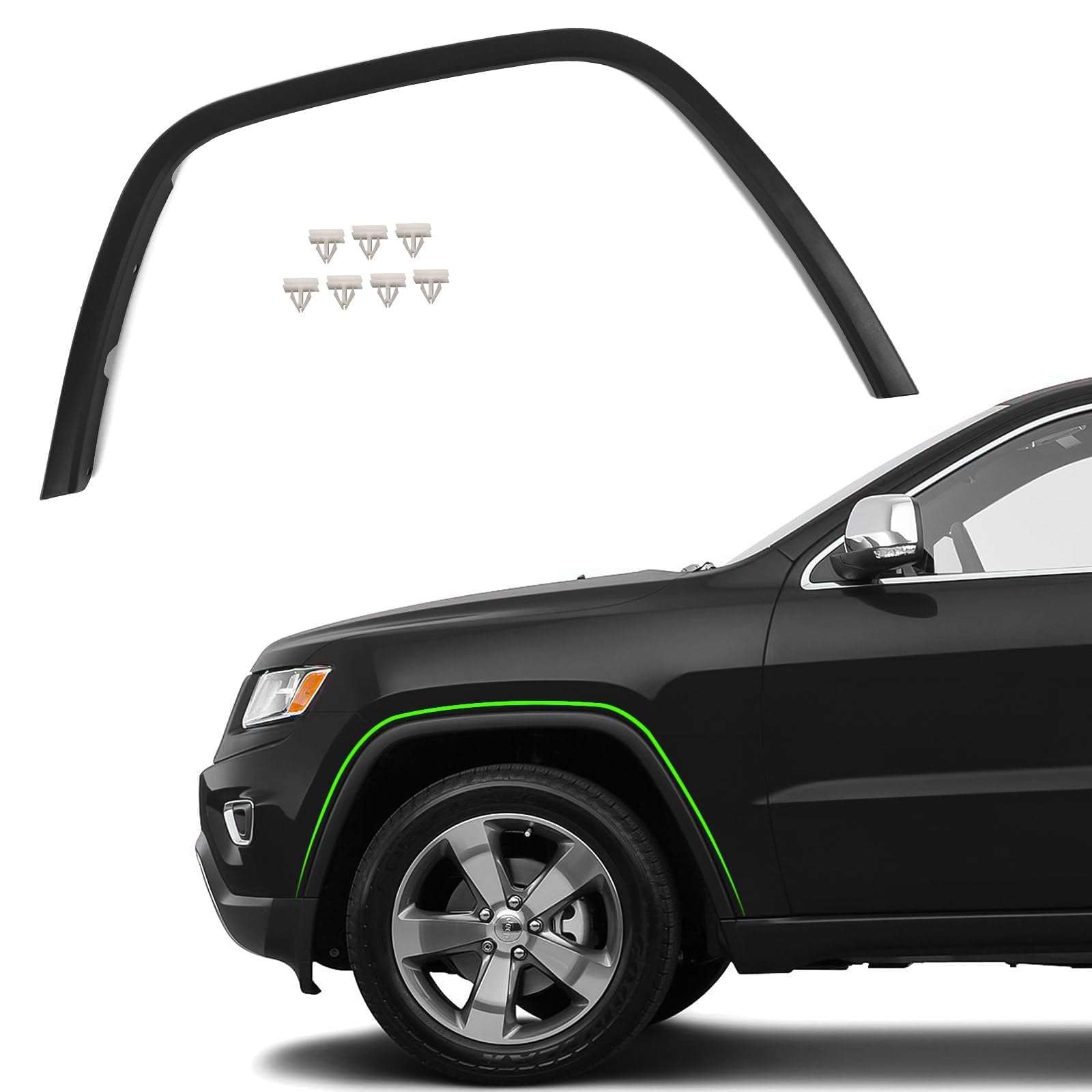 JOLONG front-left fender flare front view showing shape and OE-style fit