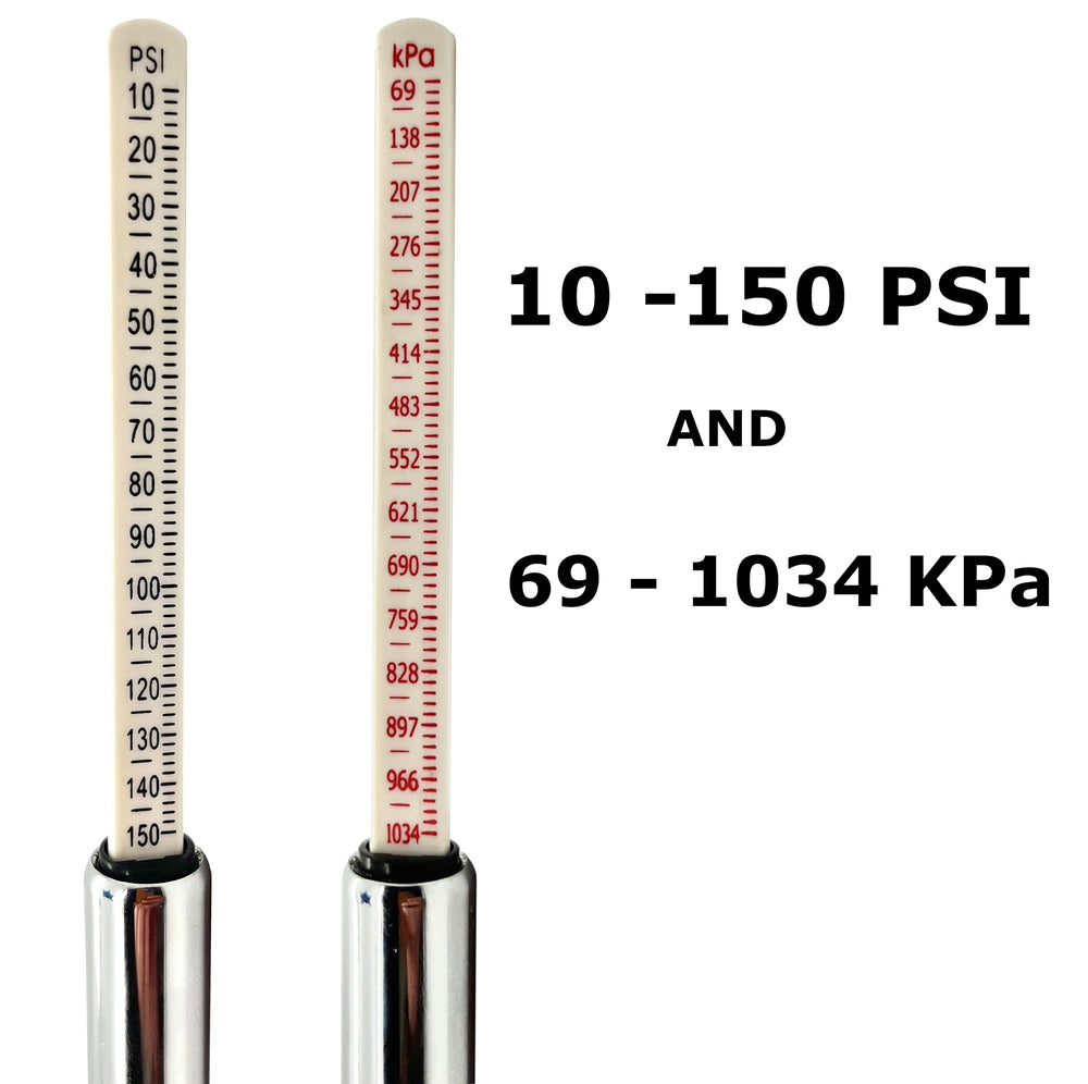 Jon MFB dial displaying clear PSI and kPa scales for fast, accurate reads