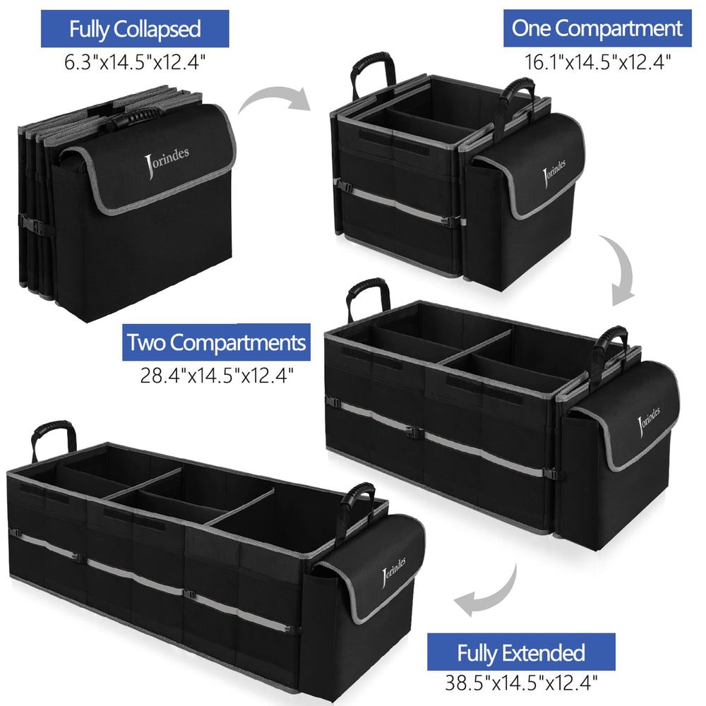 Jorindes folded flat for compact storage to save trunk space