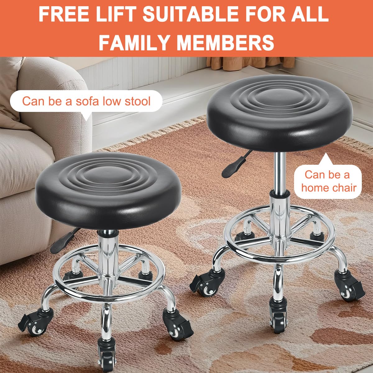 JOSTZHXIN stool rolling under a garage workbench for hands-free access