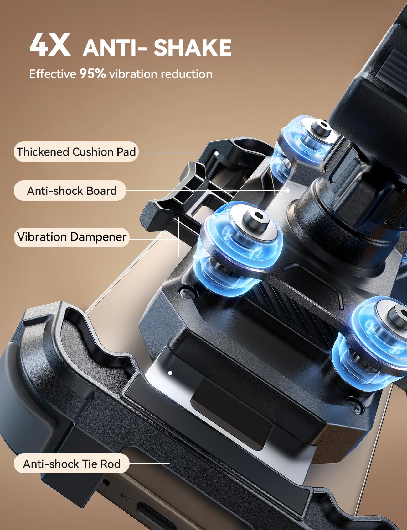 JOYROOM close-up of pneumatic dampener demonstrating vibration reduction