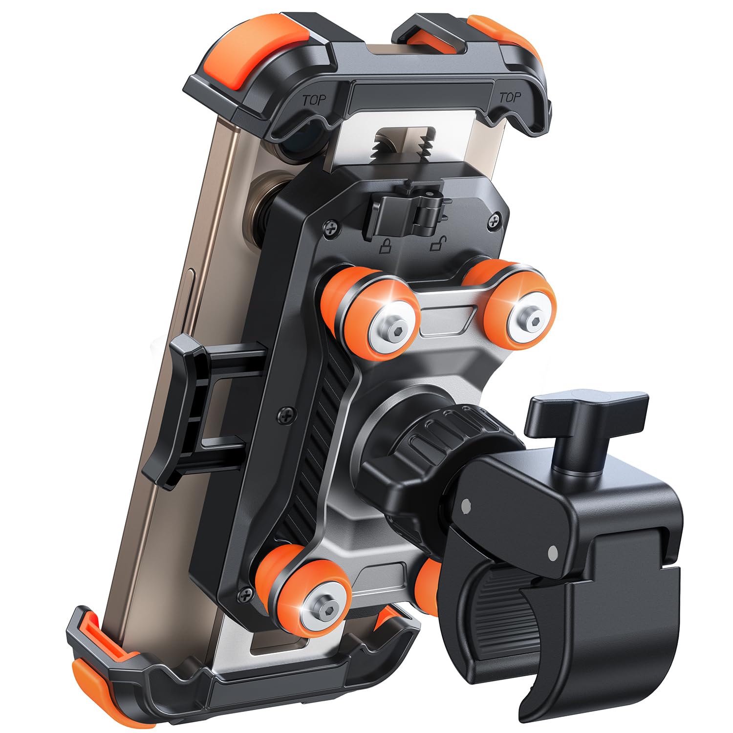 JOYROOM front view showing orange mount and secure fit benefit
