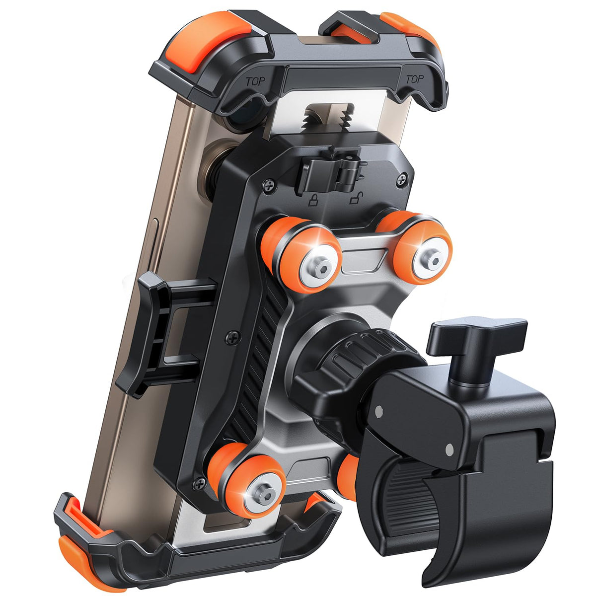 JOYROOM front view showing orange mount and secure fit benefit