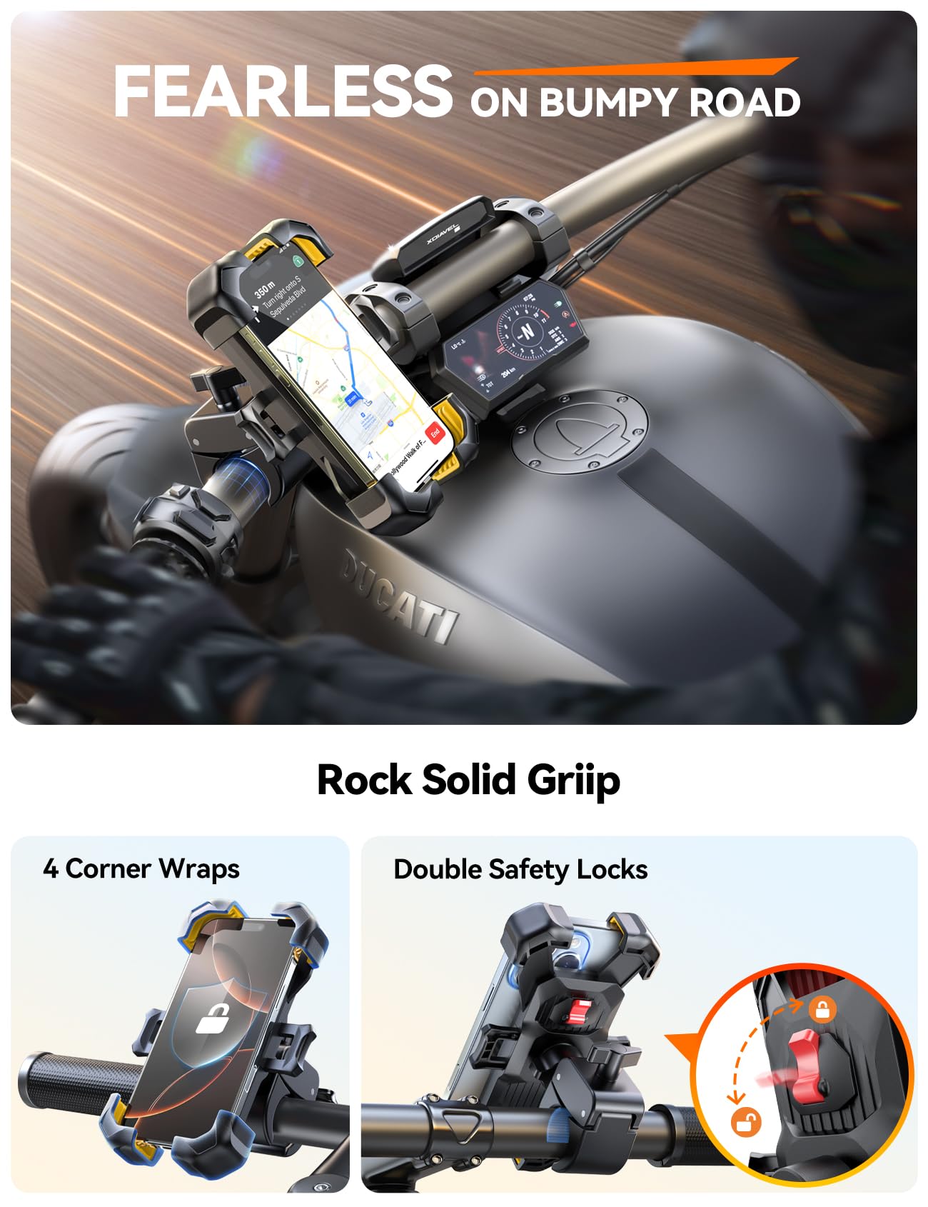 JOYROOM handlebar size compatibility scale showing versatile fit range
