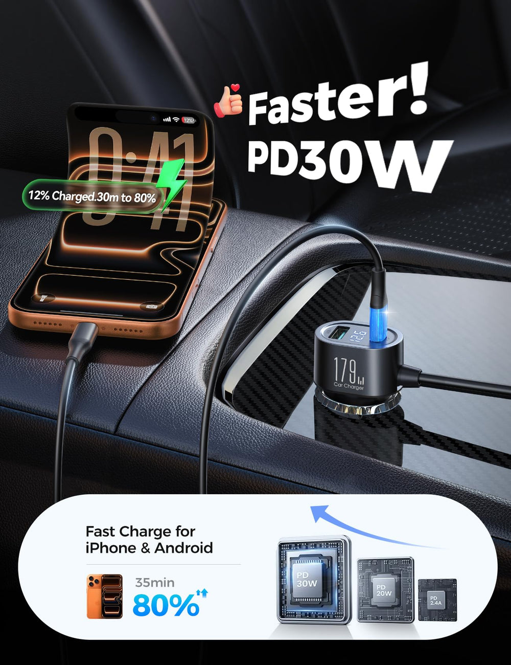 JOYROOM LED voltage display showing battery readout to help monitor car power