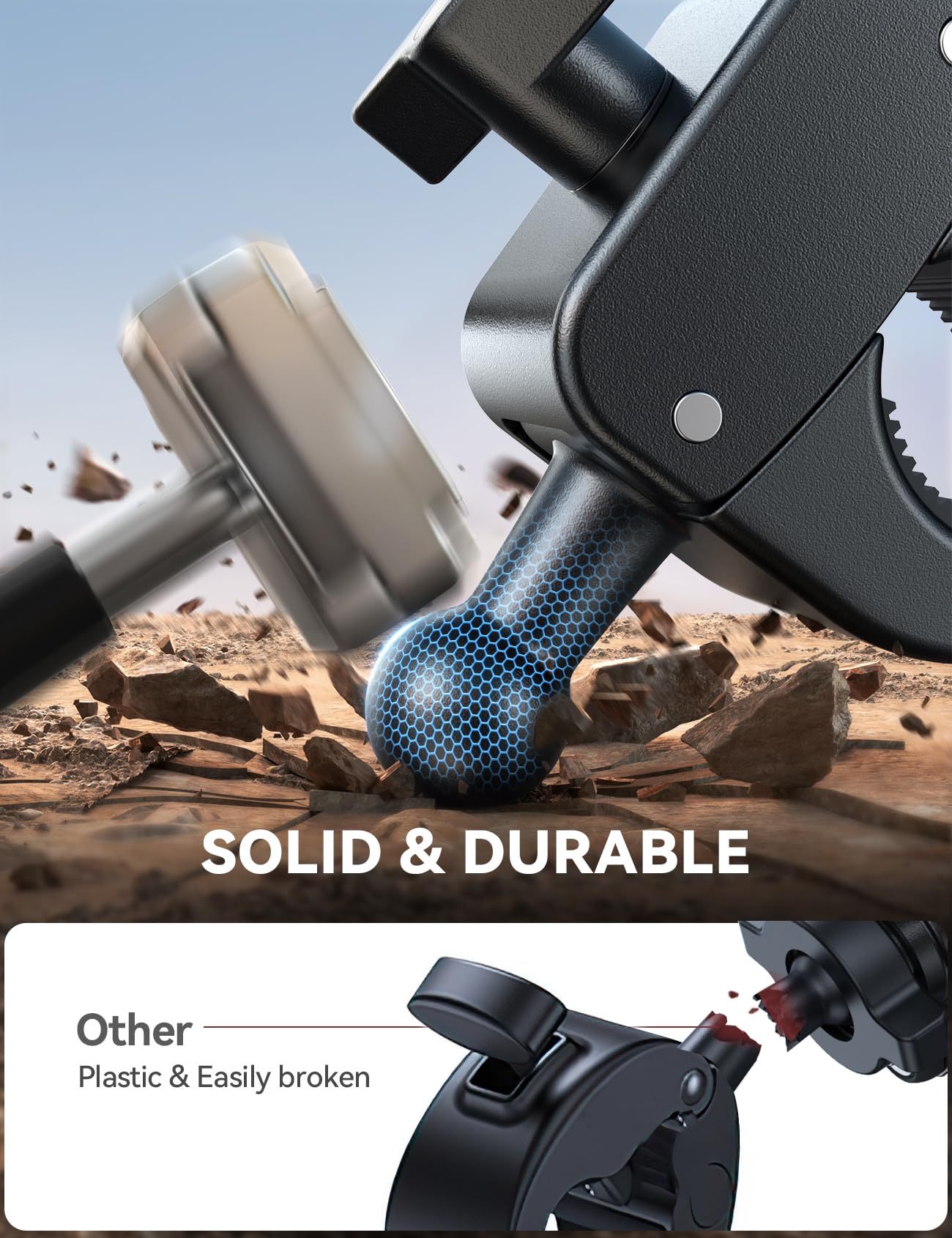 JOYROOM metal tie rod and reinforced ball head showing durable construction