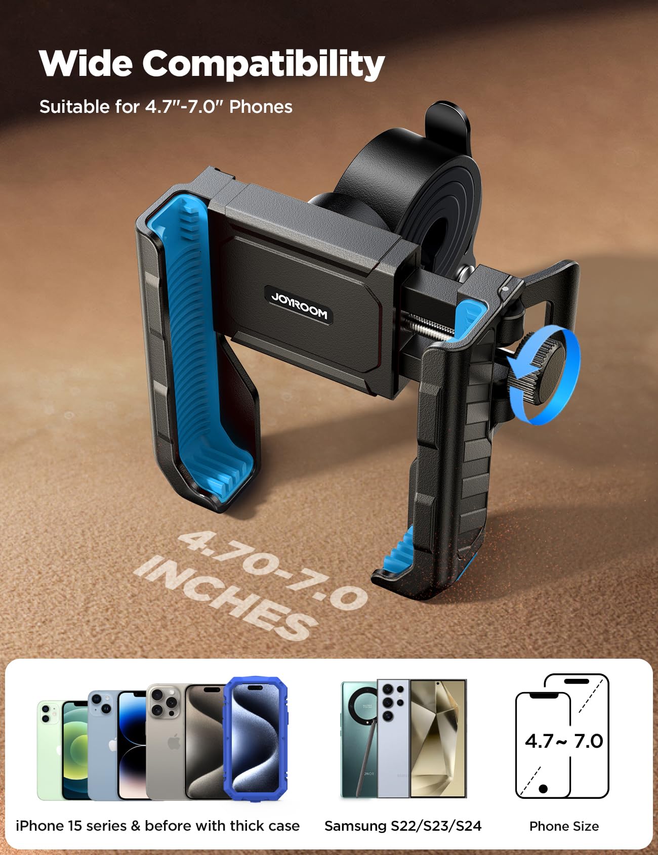 JOYROOM installed on motorcycle handlebar for secure navigation and recording