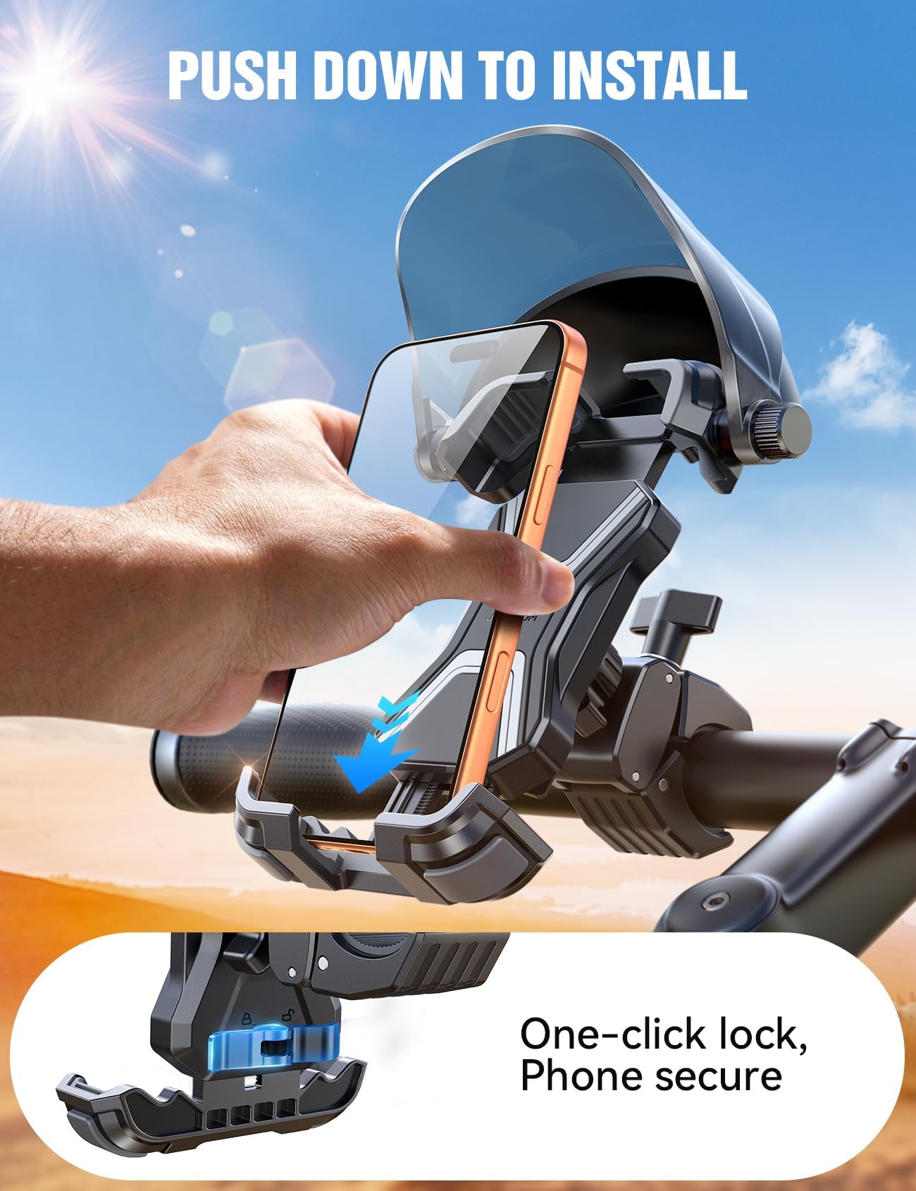 JOYROOM phone held in mount showing size fit for 4.7 to 7 inch devices