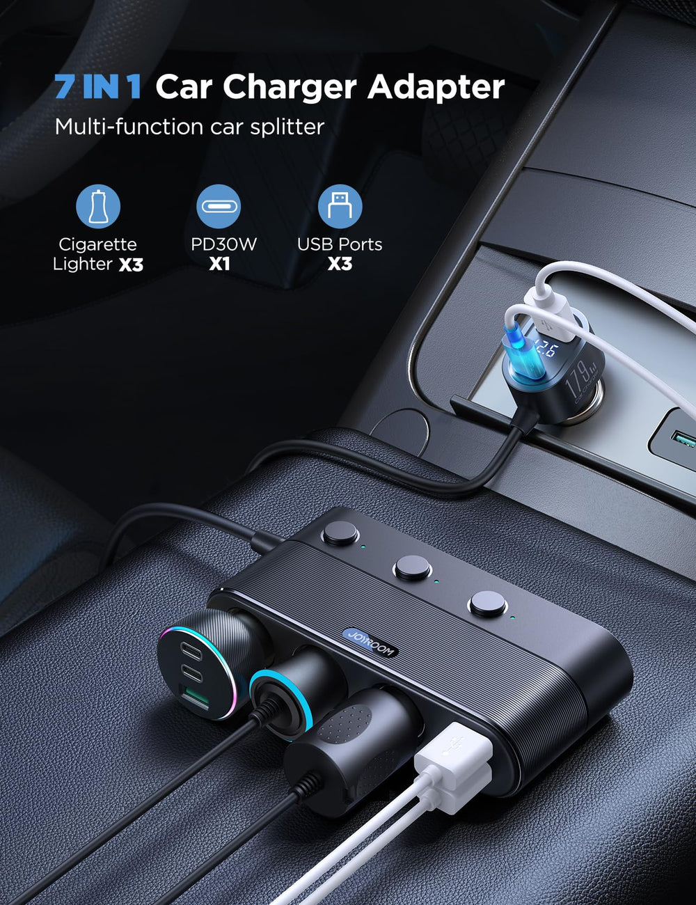 JOYROOM side switches and replaceable fuses for independent control and safety