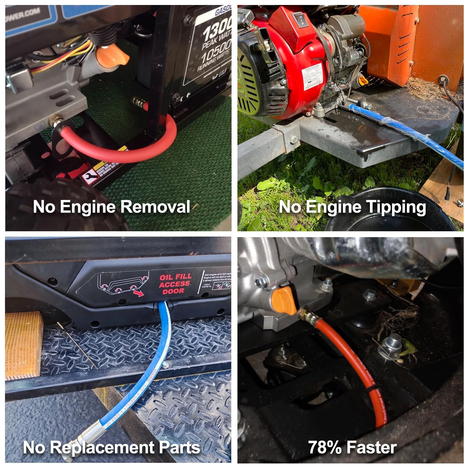 joytrace workshop setup with hose for faster oil changes