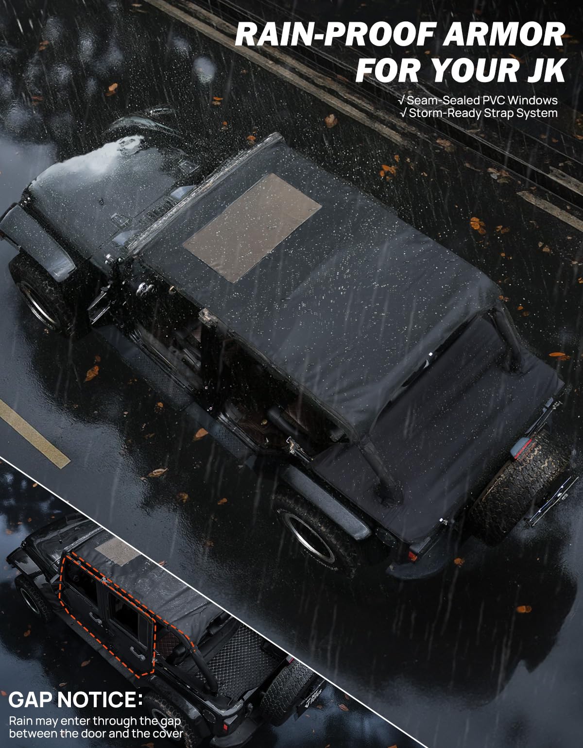 JOYTUTUS close-up of PVC-coated Oxford fabric seam showing waterproof durability