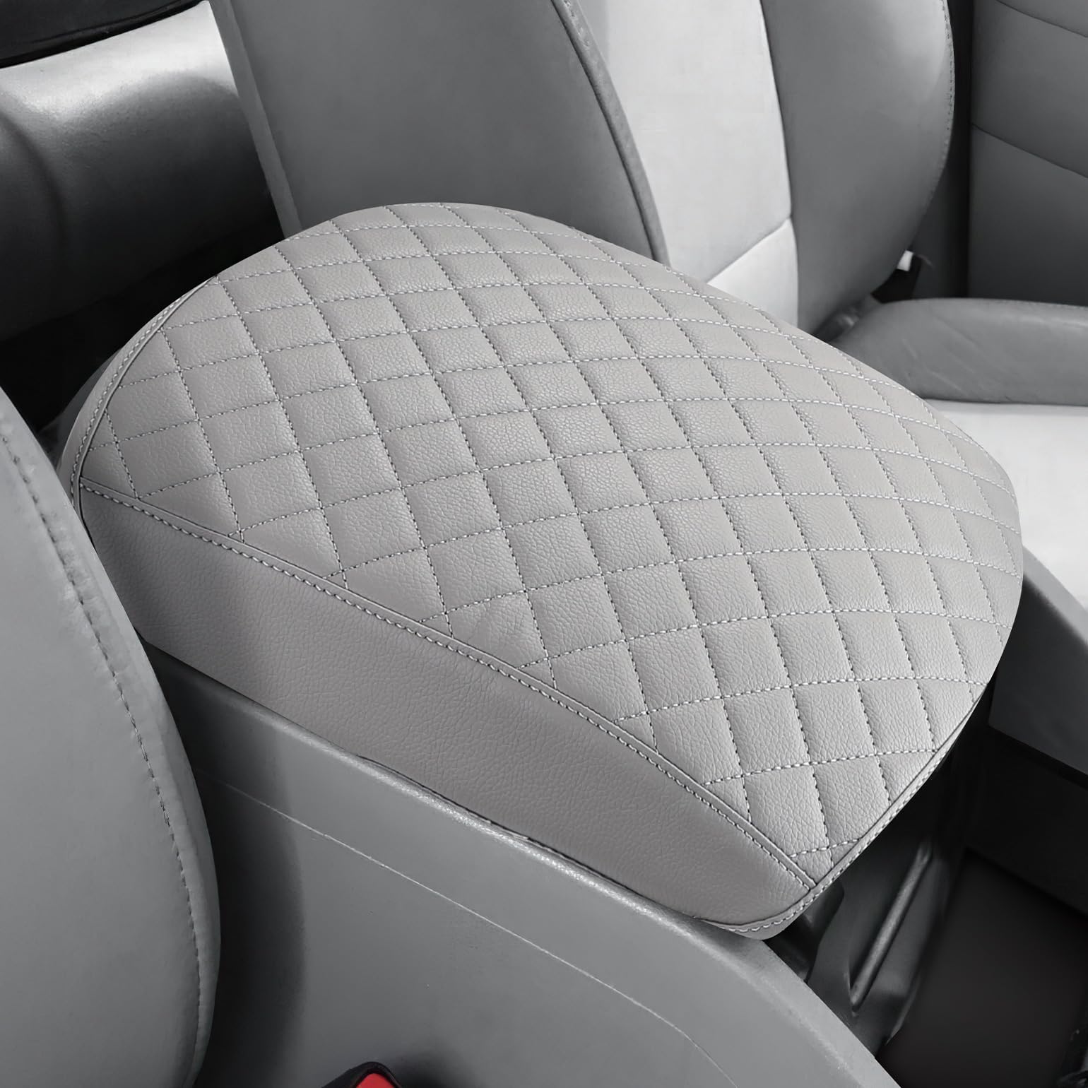 JOYTUTUS front view of gray center console cover shows sleek protection and improved look