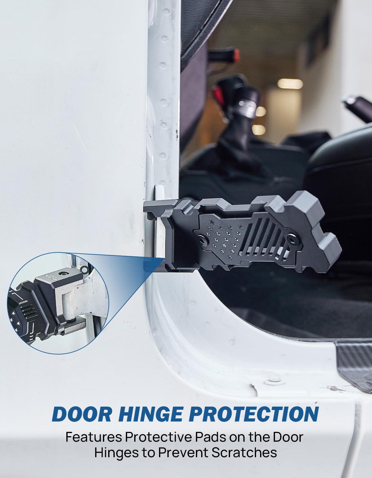 JOYTUTUS installed on Wrangler doors off side view providing stable exterior footrest