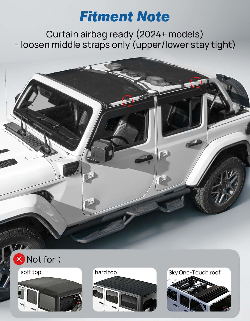 JOYTUTUS installed side profile showing reduced wind buffeting benefit