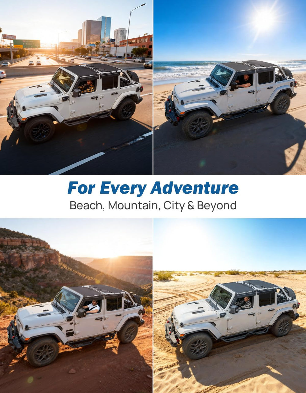 JOYTUTUS lifestyle beach drive scene showing cooler, quieter open-top ride