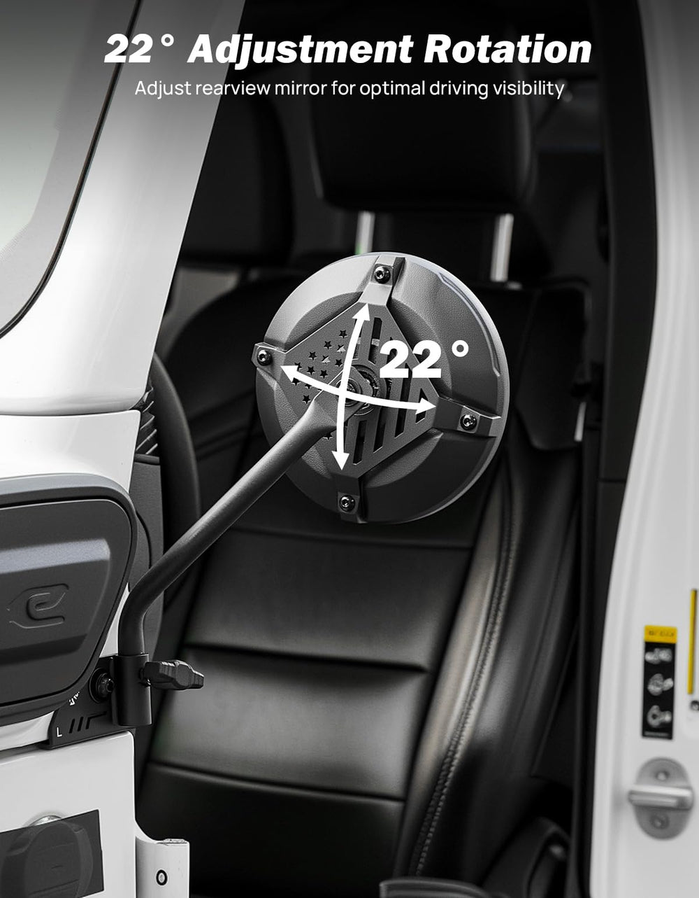 JOYTUTUS mirror on Wrangler driving highway demonstrating vibration reduction