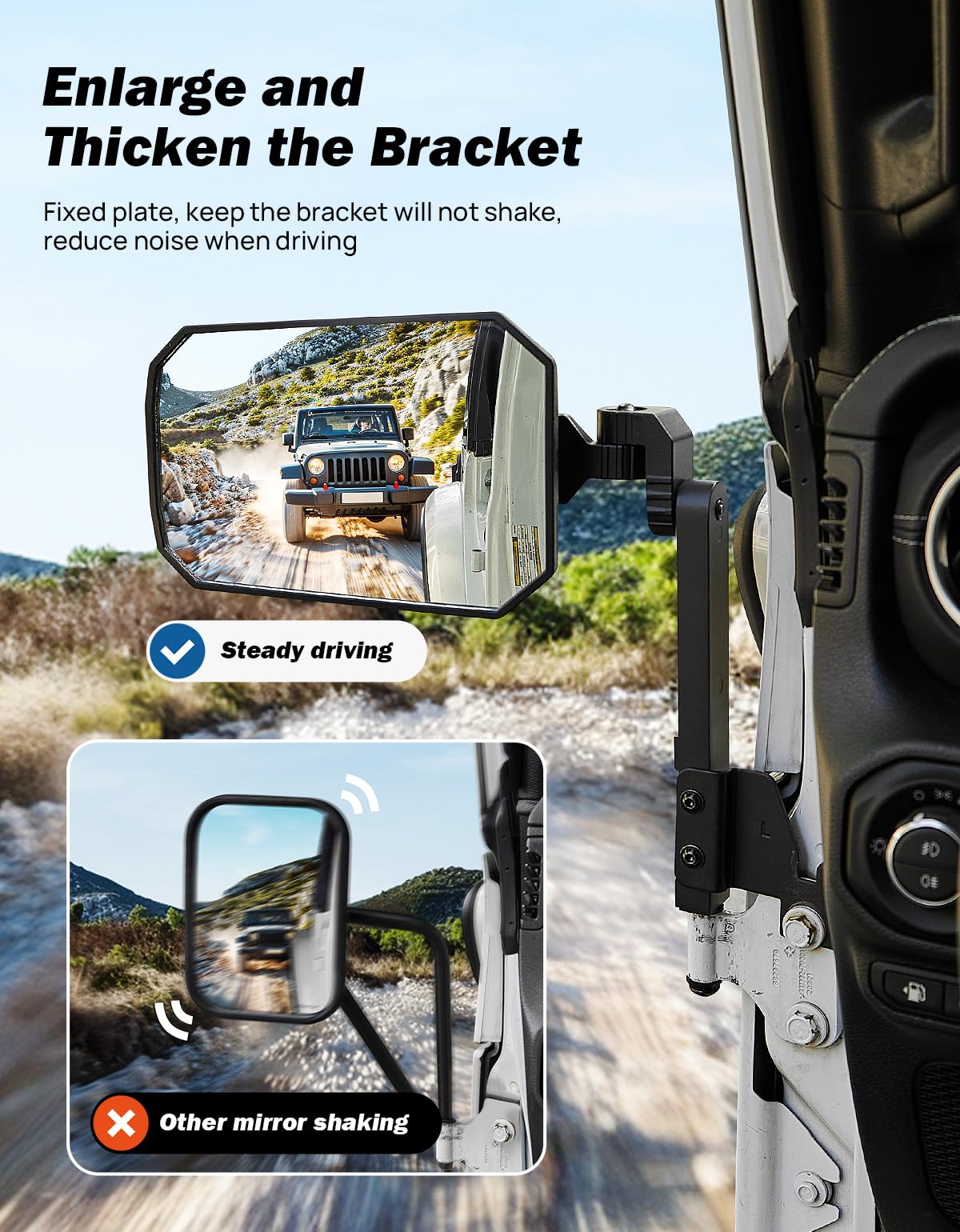 JOYTUTUS mirror glass detail, delivers wide distortion-free view
