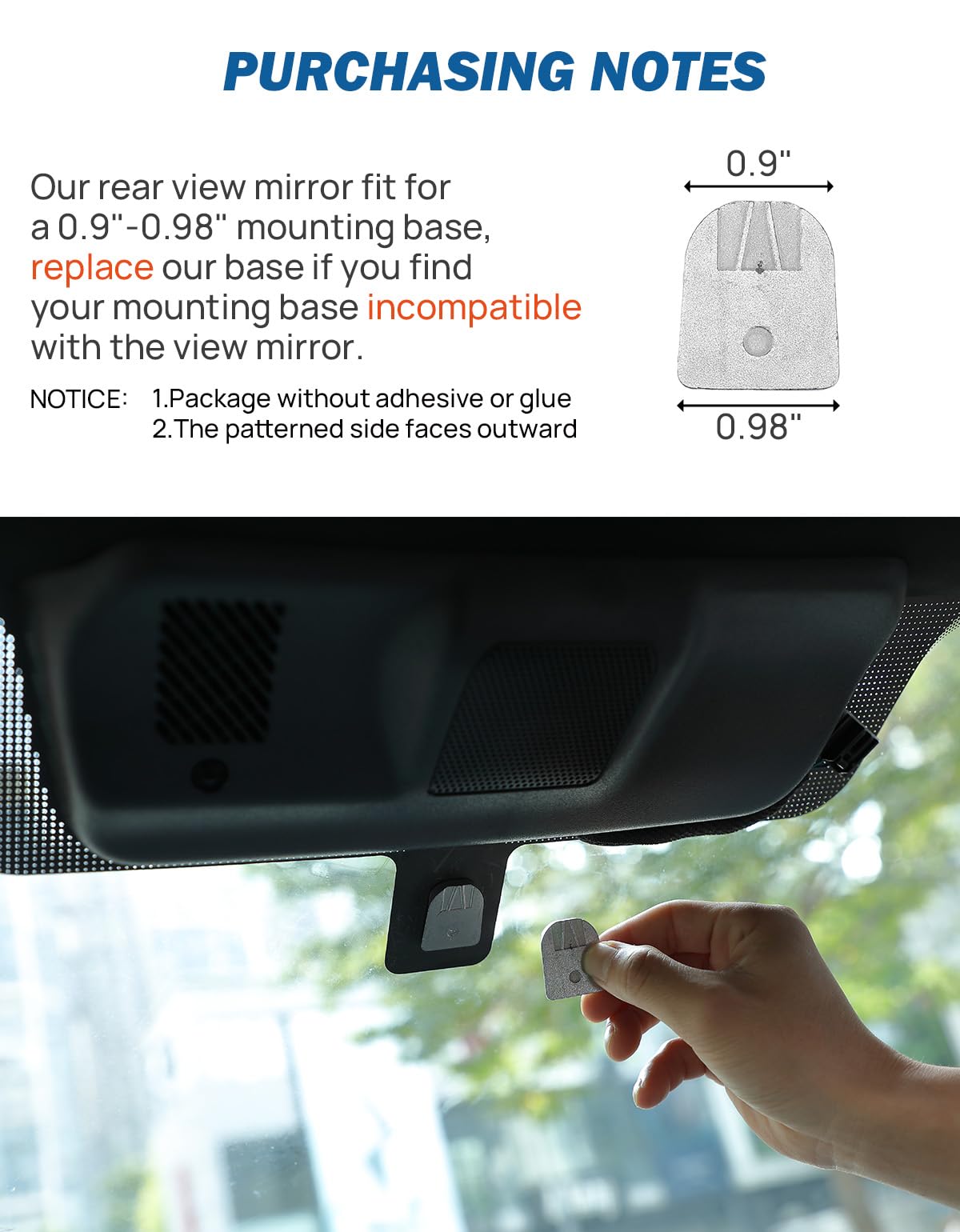 JOYTUTUS rear view mirror mounted in a car illustrating broader rear visibility benefit