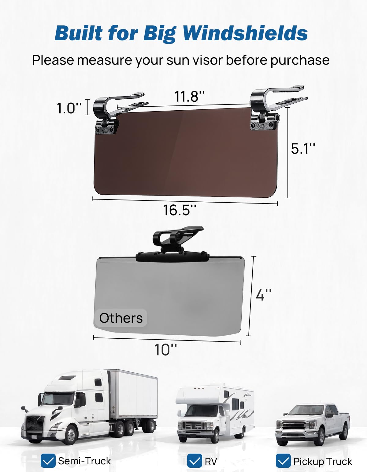 JOYTUTUS mounted on passenger side visor blocking stray light for passenger