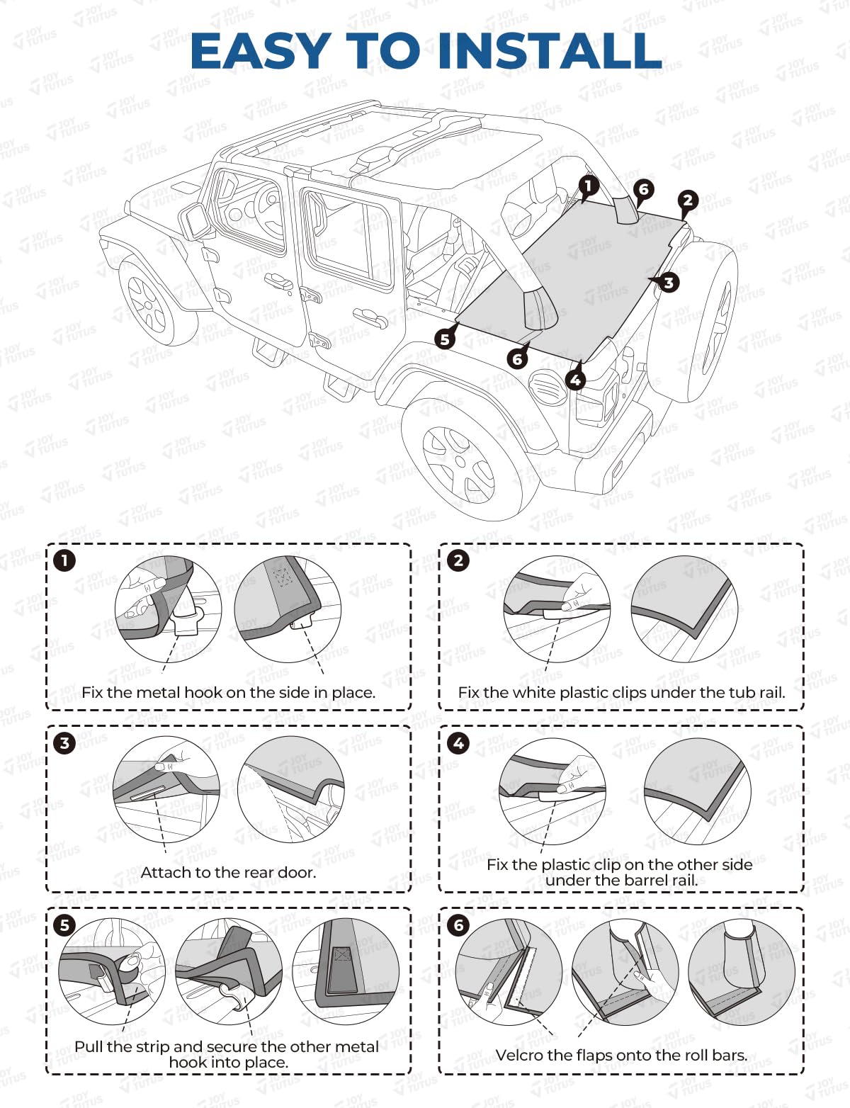JOYTUTUS Velcro wrap around roll cage sealing gaps to block debris and water