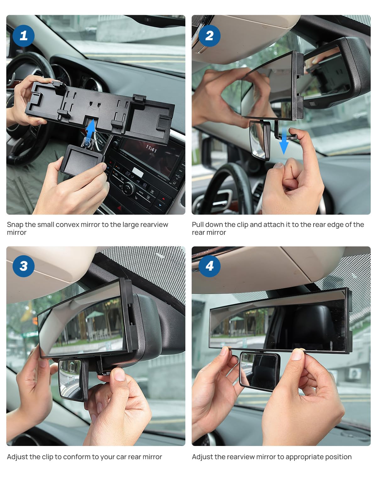 JOYTUTUS mirror held in hand to show 11-inch scale and fit benefit