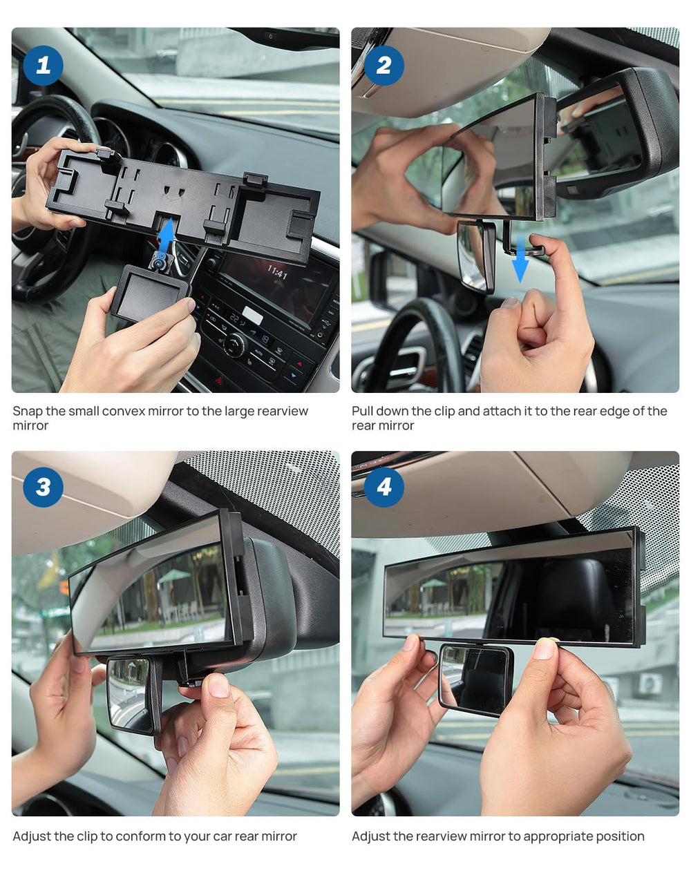 JOYTUTUS mirror held in hand to show 11-inch scale and fit benefit