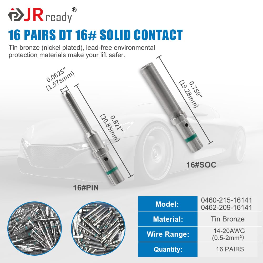 JRready assembled DT 2-pin connector side view showing watertight fit