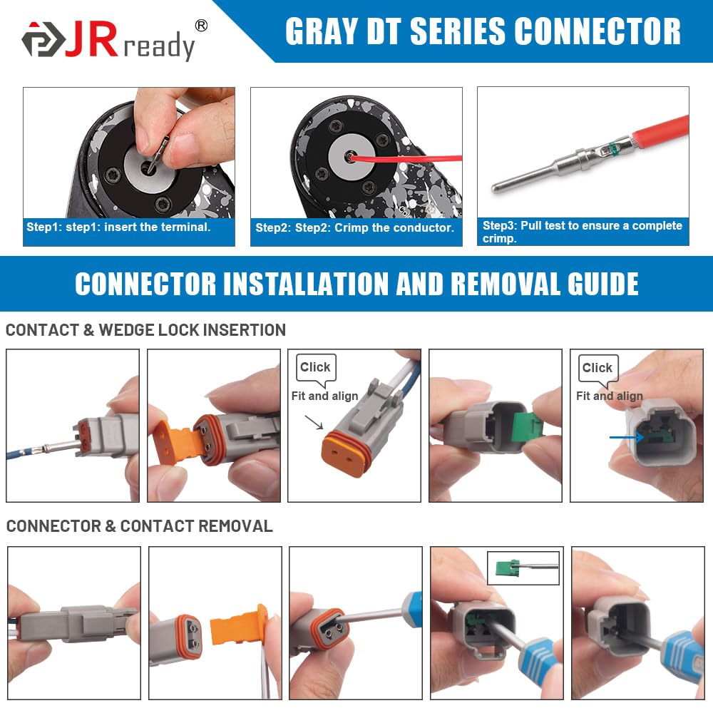 JRready DT 2-pin installed in vehicle wiring showing reliable sealed connection