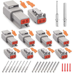 JRready front view of DTM 2‑pin connector kit showing housings and contacts for reliable connections