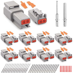 JRready front view of 2-pin DTM connector kit showing housings and components for reliable connections